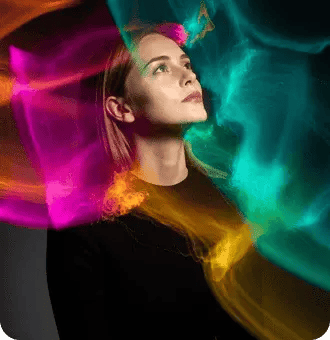 Frau-mit-Farbeffekten